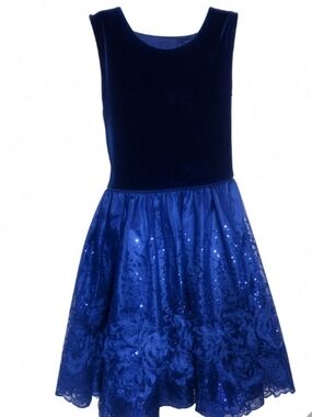 Biscotti Royal Blue Velvet Bodice with Sequin Skirt Dress